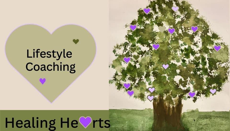 A tree with purple hearts on it and the words " love style matching " underneath.